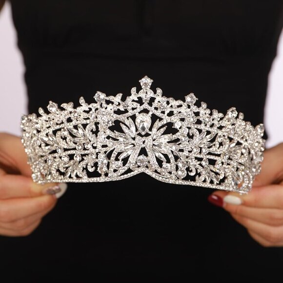 Queen Crown Gold Tiaras Rhinestone Bridal Wedding Headpiece for Women main image 4